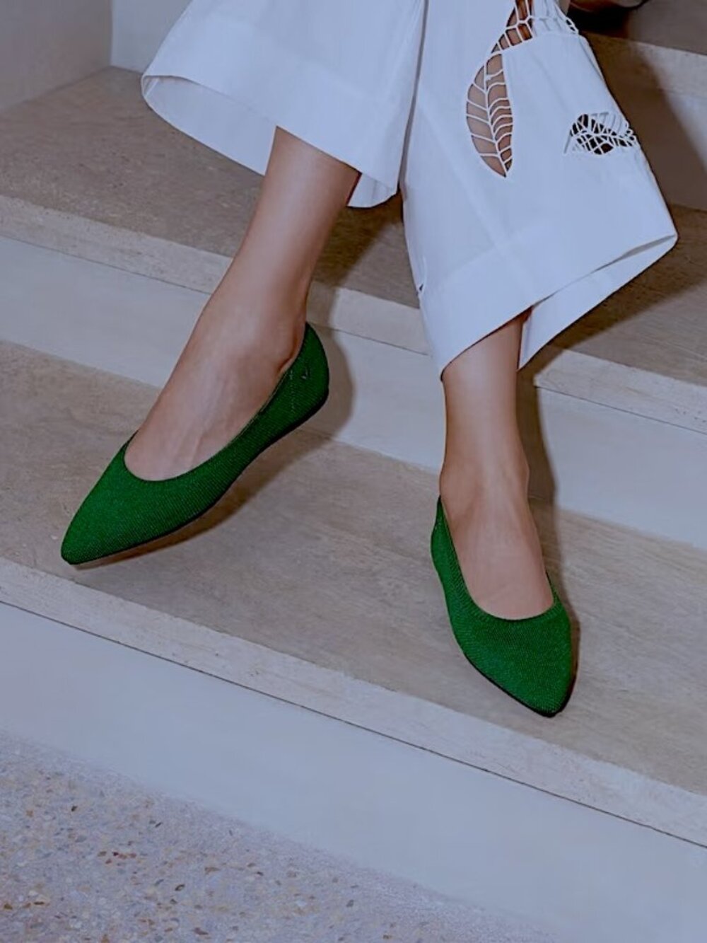 Vivaia Aria 5° Forest Green Pointed Toe Slip On Ballet Flats Size 39.5/8.5